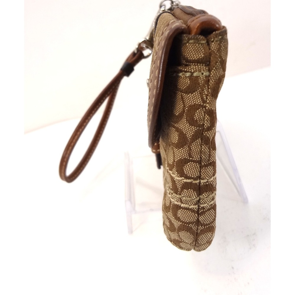 Coach Soho Y2K Wristlet Womens Brown Signature Canvas Buckle Flap Monogram - Picture 2 of 5